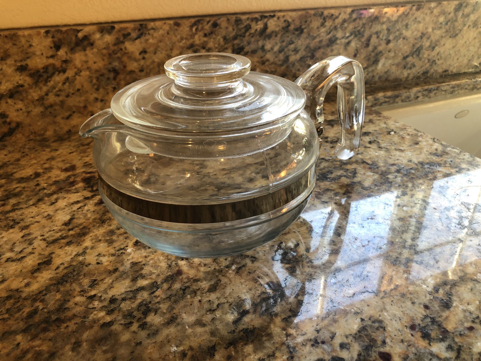 Pyrex Vintage Glass Tea Kettle Coffee Pot Teapot 6 cups