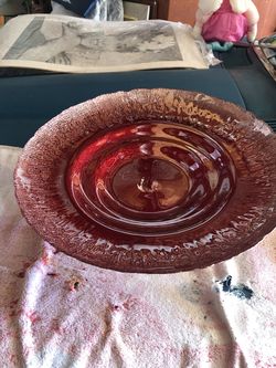 Red Pedestal platter…$3.00