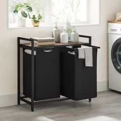 Rustic Laundry Hamper with Shelf - Like New - $30