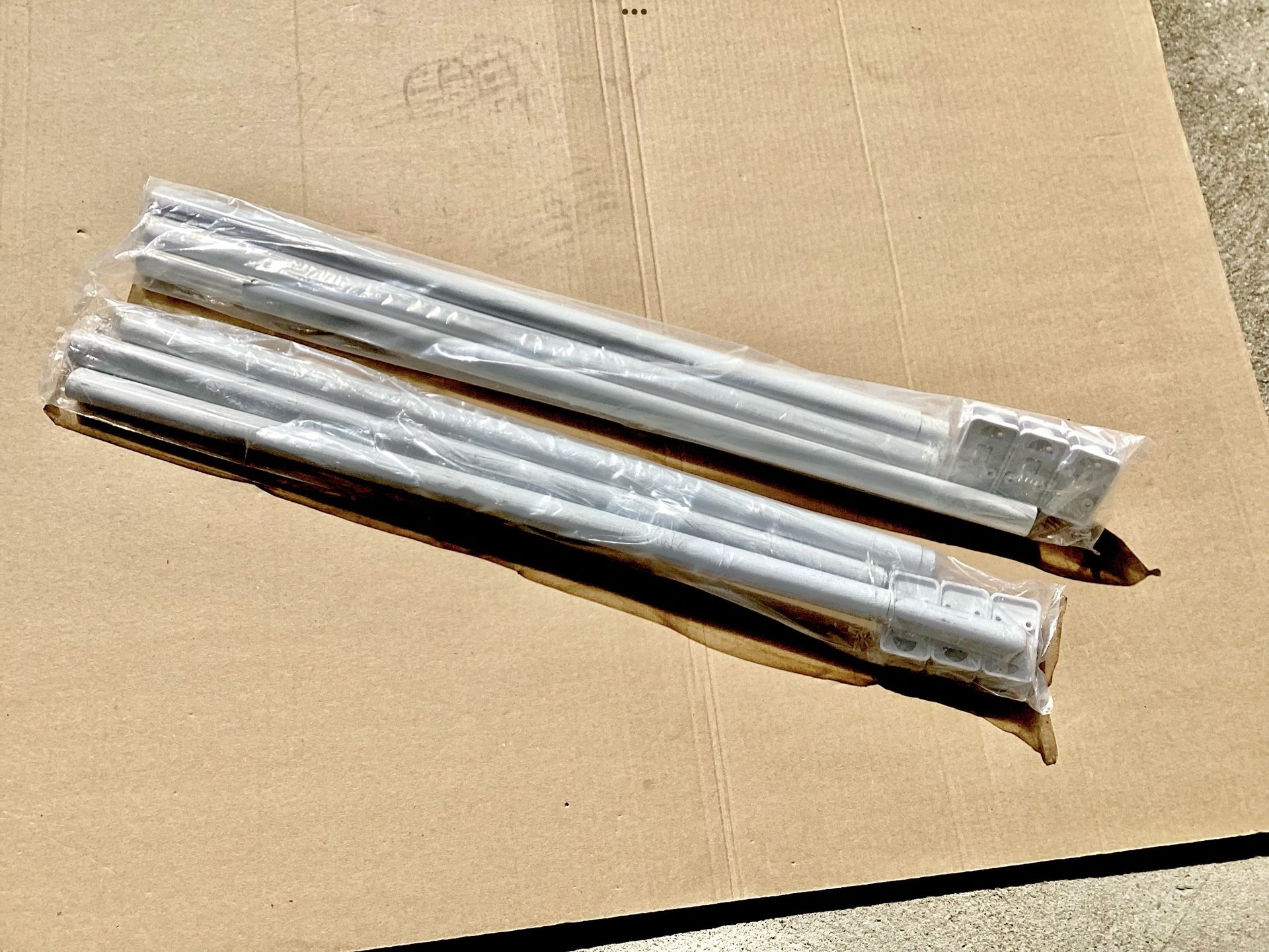 NEW Adjustable Closet Rods 2 Sealed Packages (3 Rods Ea.) White Steel 1” Diameter + Hardware