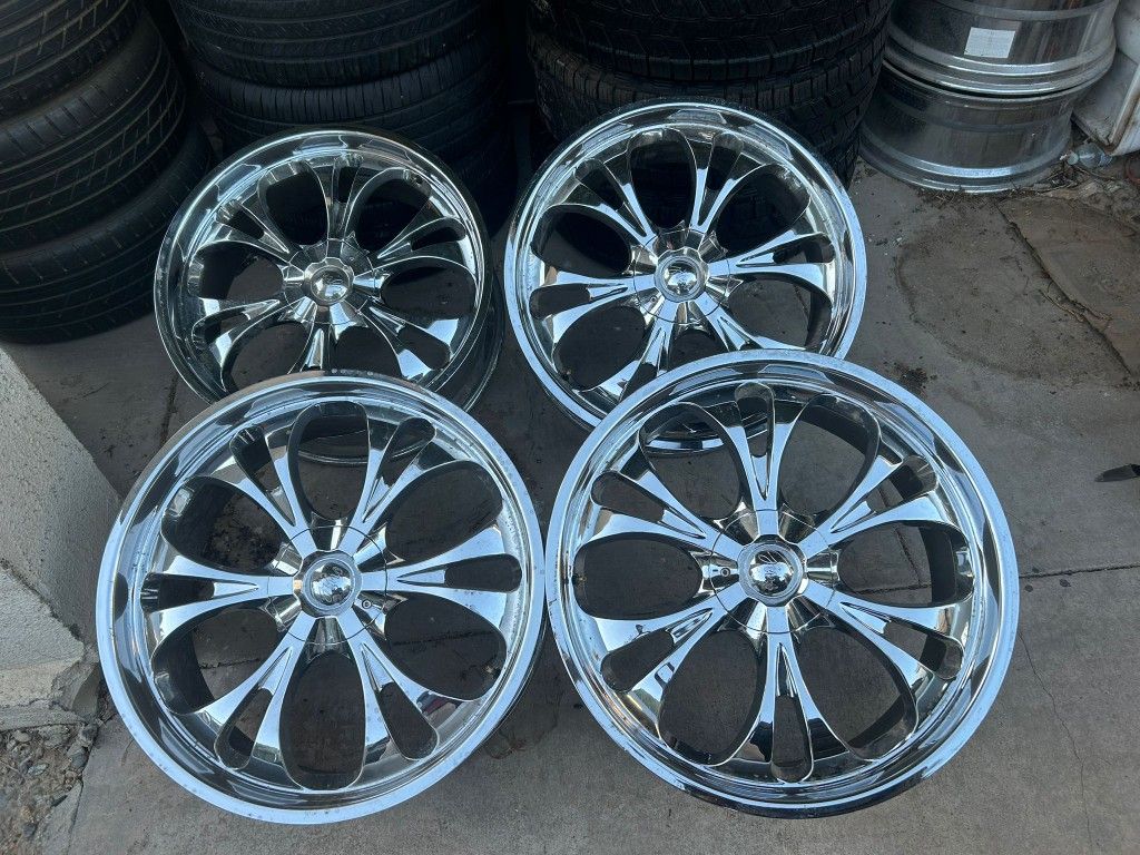 RIMS 24X9½....5 LUGS FIT JEEP CHEROKEE JEEP COMANDER CHEVY SILVERADO YUKON TAHOE SUBURBAN CHEVY IMPALA 5X5 CHEVROLET