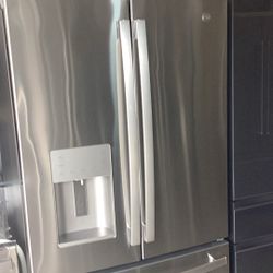 Used Clean Ge Stainless Steel French Door Refrigerator 