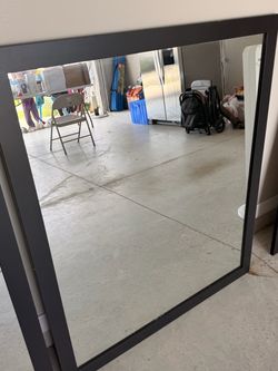 Large Wall Mirror with Black Frame
