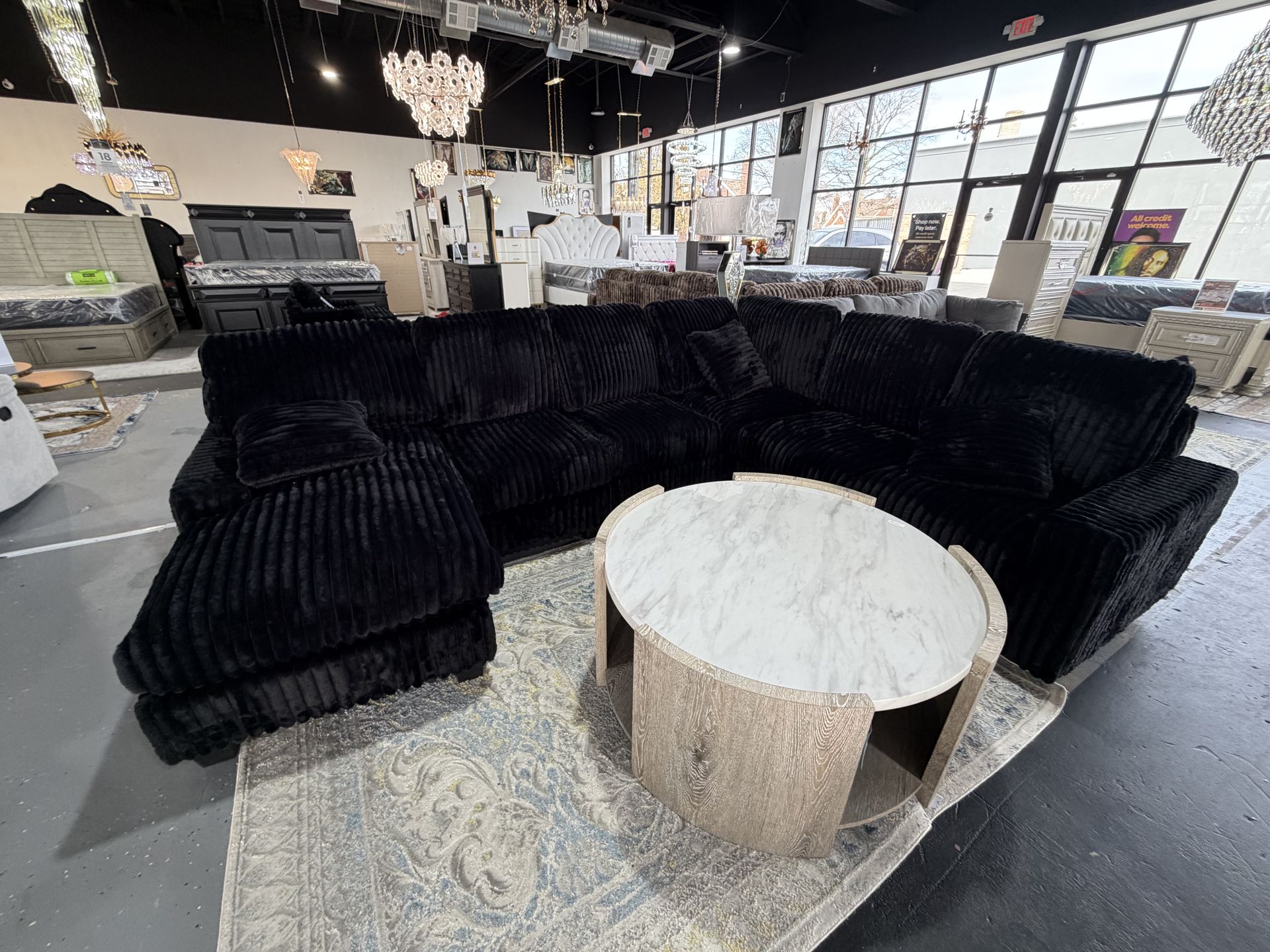 Black Luxury Corduroy Sectional