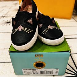 New Keds x Kate Spade Toddler Girls Slip On Shoes – Size 6M (Cat Design)