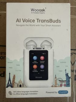 Wooask A8 Translation Earbuds Real Time with ChatGPT, Offline Translator Earbuds No APP Needed, 144 Languages Two-Way Voice Translation White