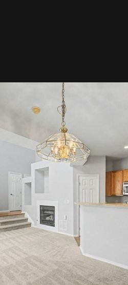 Gold and Glass Geometric Pendant Chandelier