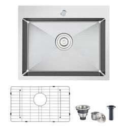 POPFLY 21 x 18 inch Drop In Kitchen Sink, 18 gauge Stainless Steel #2428E G1