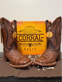 Corral honey American alligator square toe boot