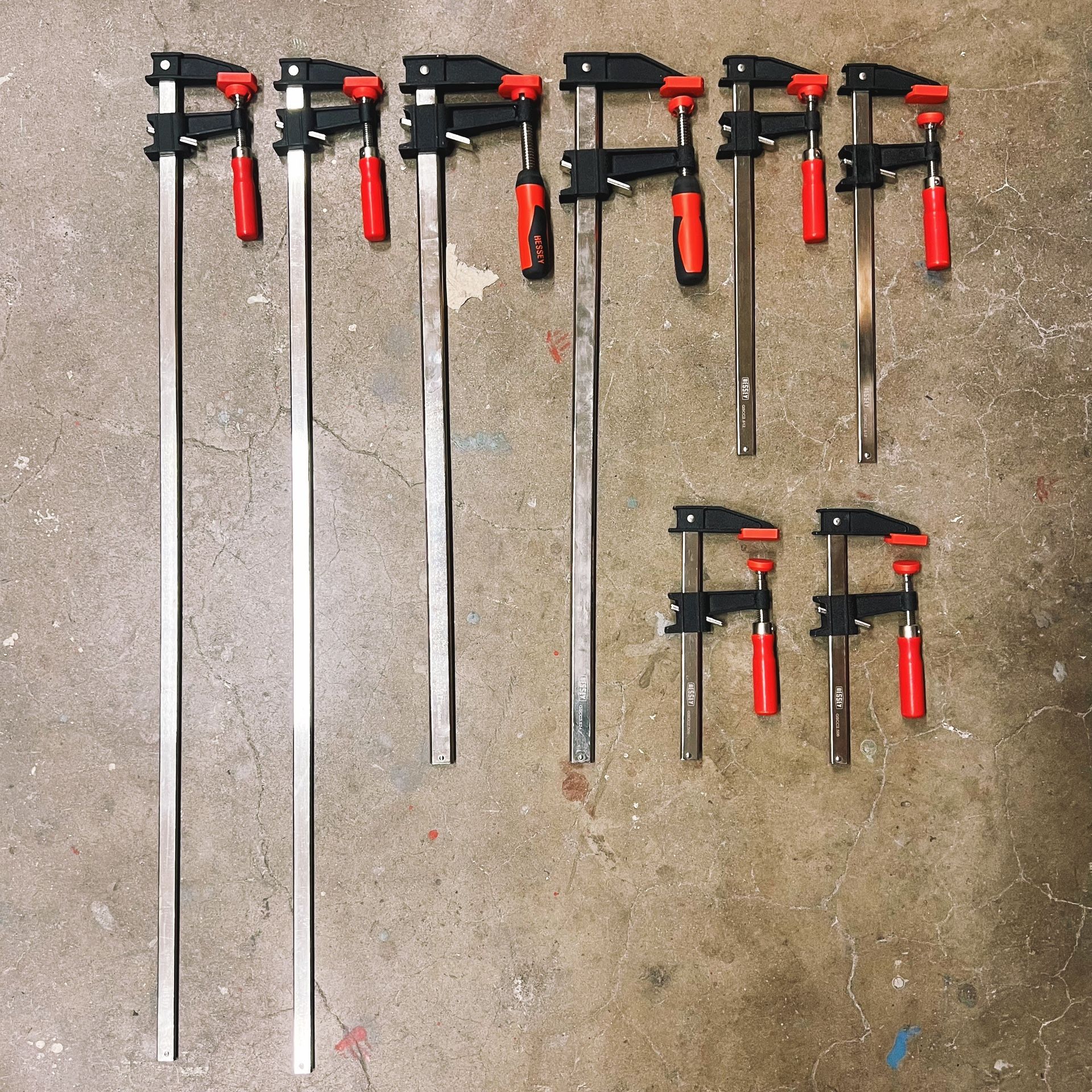 Set of Bessey Clutch Style 34”, 24”, 12”, 6” Capacity Bar Clamp With Wood Handle x 2