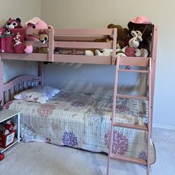 Pink Bunk Bed with ladder + Pink Princess tent