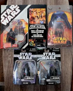 SET OF 5 NEW ON CARD STAR WARS DIFFERENT DARTH VADER ACTION FIGURES, PLEASE SEE DESCRIPTIONS 