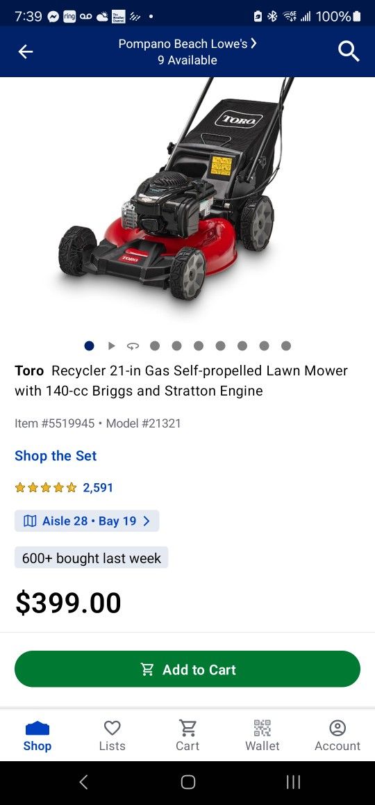 Toro 21 In Gas Self Propelled Mower 140cc