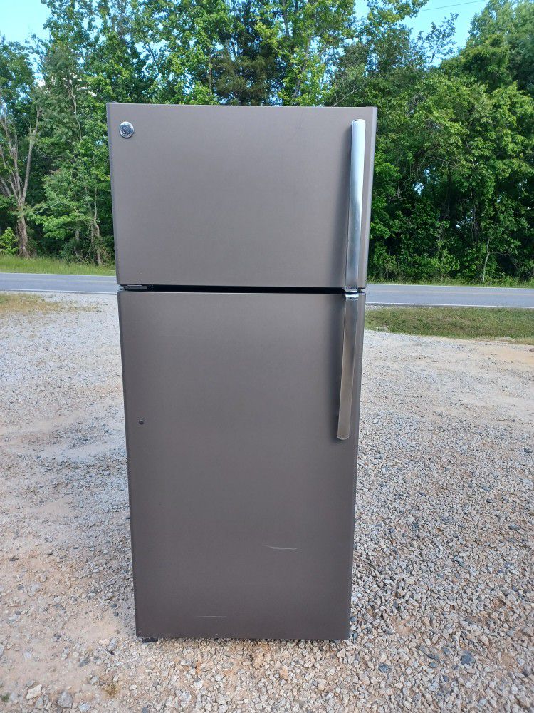 Silver GE Refrigerator 