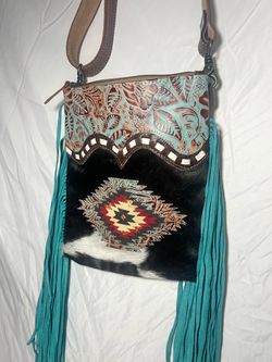 Myra western crossbody leather bag with fringe NWT