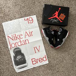 Nike Air Jordan 4 Bred 2019 Men’s Size 10.5