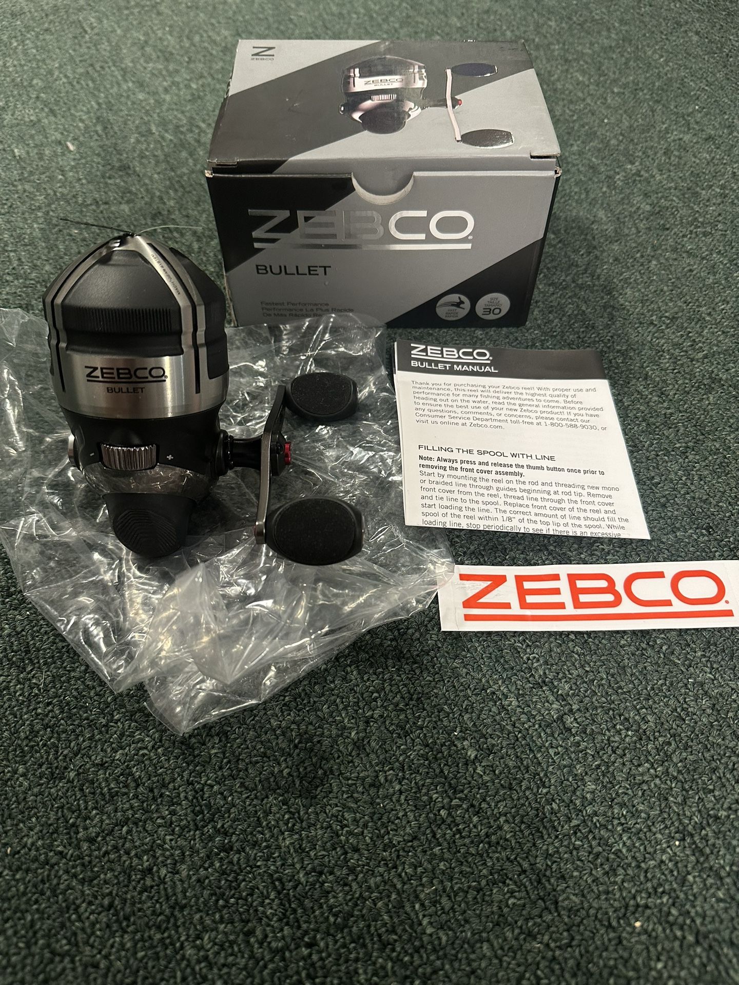Zebco Bullet Spincast Fishing Reel Size 30 Reel Fast 29.6 Inches Per Turn