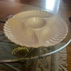 3 Shell Divided Serving Ceramic round Platter 