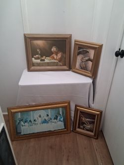 ✨ 5-Piece Framed Christian Spiritual Art Set - Last Supper & Angels