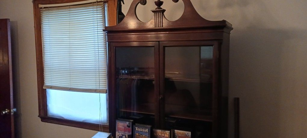 old glass cabinet plus china cabinet