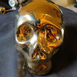 Gold glass piggy bank skull 💀