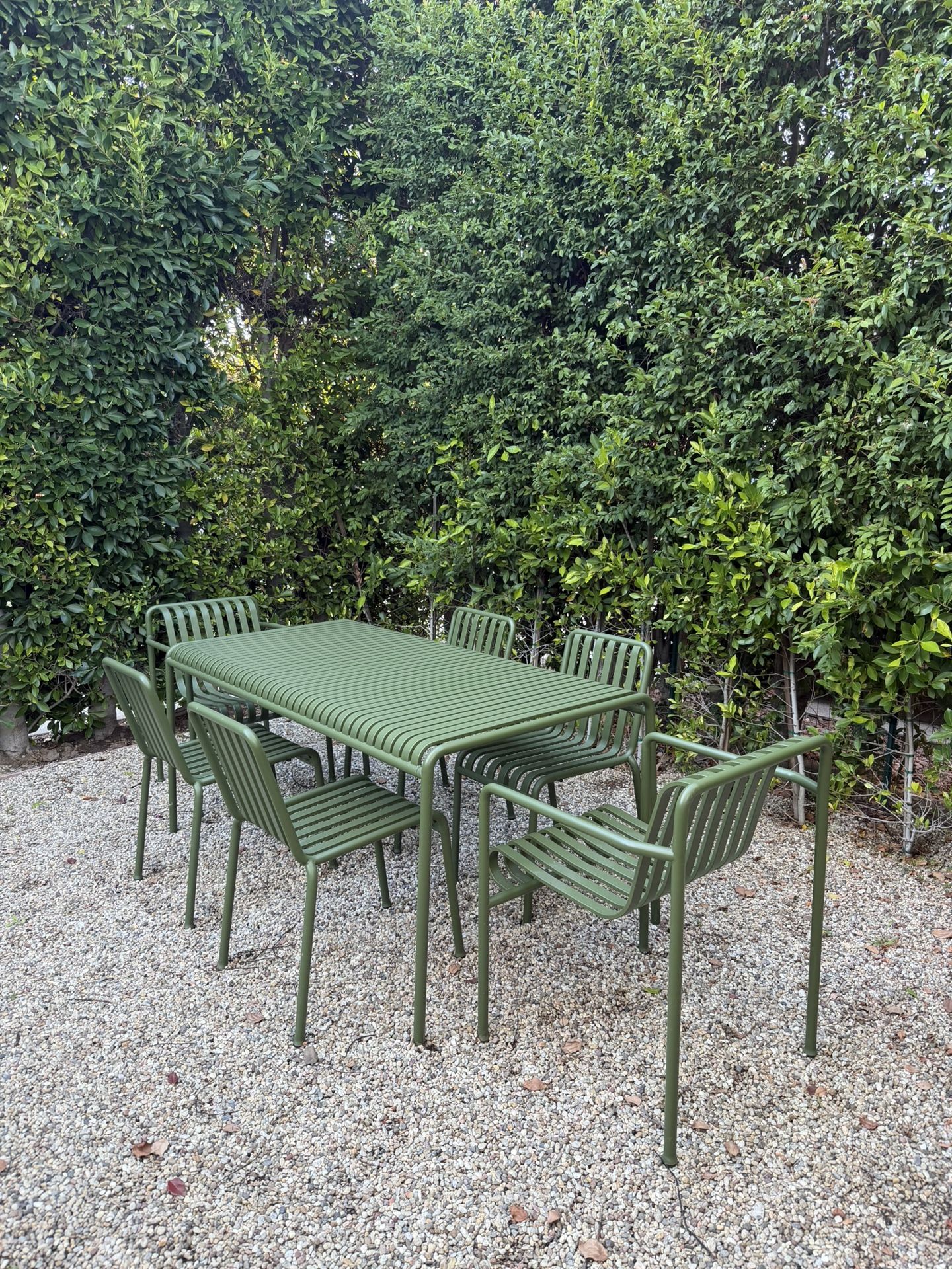 HAY Palissade Dining Set with Armchairs in Olive