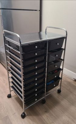 Rolling Storage Cart with Drawers