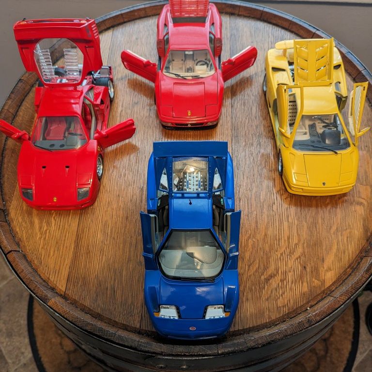 4 BURAGO BBURAGO steel model kits. Not cast. Extremely hard come by. All in excellent condition. Top red one is a Ferrari 348 TB 1989 yellow for Sale in Portsmouth, VA - OfferUp