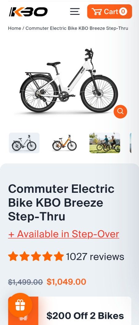 KBO EBIKE COMMUTER ELECTRIC BIKE KBO BREEZE STEP-THRU