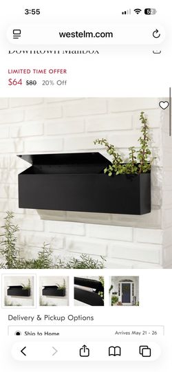 West Elm  Black Downtown Mail box new in box .