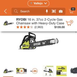 RYOBI 16 INCHES CHAINSAW GAS WITH HEAVY DUTY CASE BRAND NEW