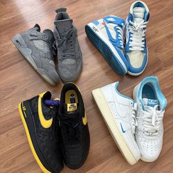 jordan 4 kaws, unc off white, kith air force one, kobe af1 mumbered