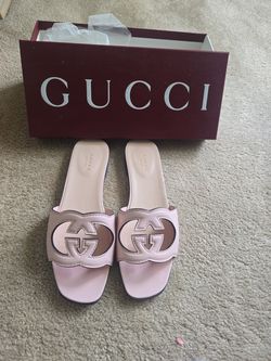 Gucci Interlocking G Slide Sandals Pink Size 39