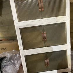 brand New 3-Tier Storage Cabinet with Doors & Wheels | Modern Organizer | Easy Assembly
