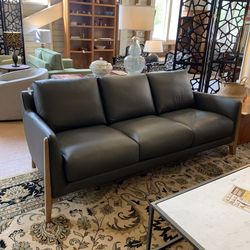 Steel Blue Mod Leather Sofa