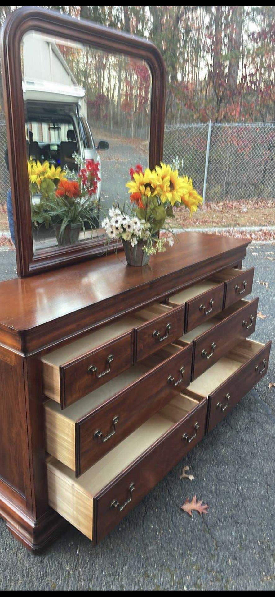 Ashley Furniture Solid Wood Long Dresser With Big Drawers, Big Mirror. Drawers Sliding Smoothly. Delivery Available . Se Habla Español 
