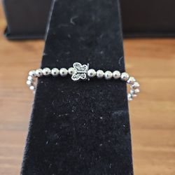 New Silver Butterfly And Ball Stretch Bracelet 
