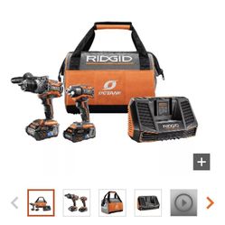 Brand Spanking New Ridged Octane Brushless 18v Hammer Drill Impact Combo Kit