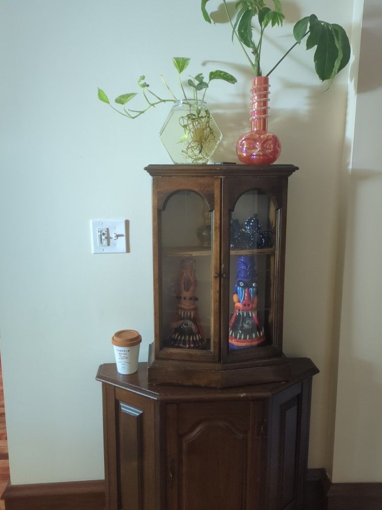 Light Up Curio Cabinet And Stand 