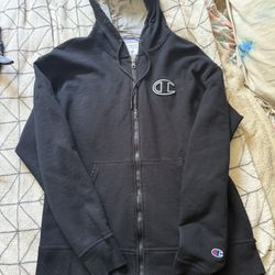 black champion zip up
