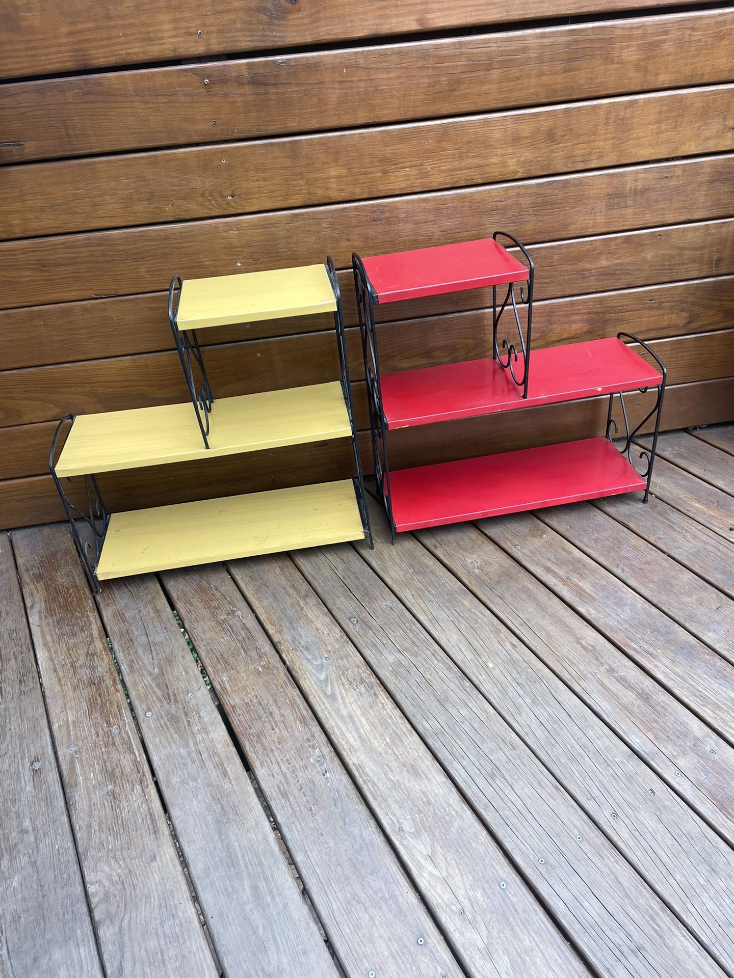 Pair Vintage Metal Shelves -MID CENTURY