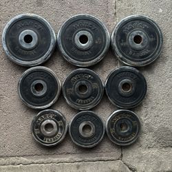 Standard 1” Hole Weight Plates 26.25lbs Total Marcy Barbell Vintage Chrome