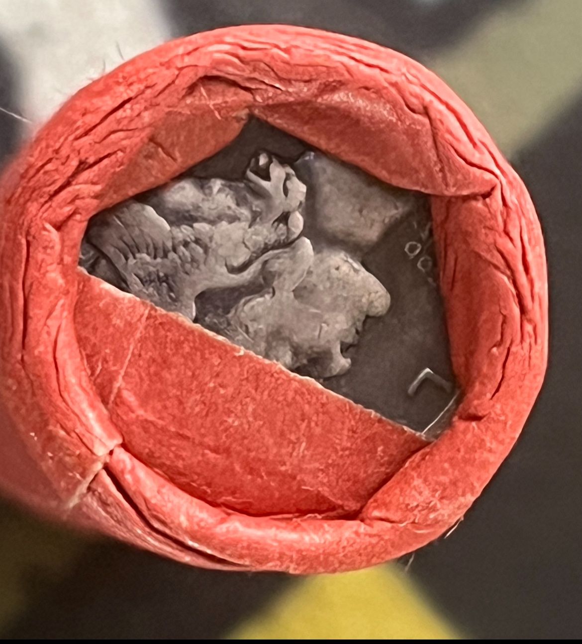 Ine Roll Of Wheat Pennies (50 Coins) Showing Mercury Silver Dime/Indian Head Enders 