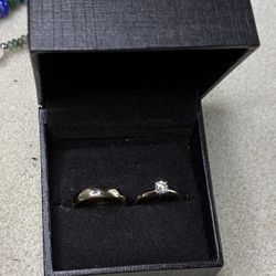 Engagement Ring + Men wedding band bundle