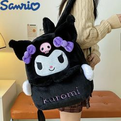 Sanrio Kuromi Plush Backpack Bag Black&Purple 14.56”x12.2” Hello Kitty Anime Kawaii Machine Washable NEW *FIRM*