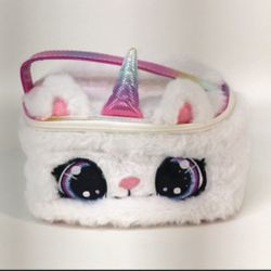 New Claire's White Unicorn Plush Tote Purse Small Bag Zipper w/ Handle