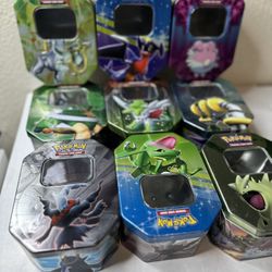 Pokemon VINTAGE Massive Lot of 9 Empty Tins From Various Sets