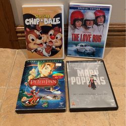 Chip N Dale, The Love Bug, Peter Pan And Mary Popping DVDs