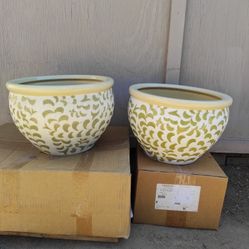 Potted Vase,  Very Pretty  10 " Deep , 15"  Wide