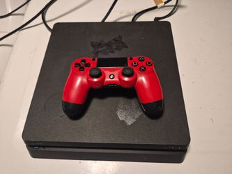 Sony PS4 Slim Console with Red DualShock Controller
